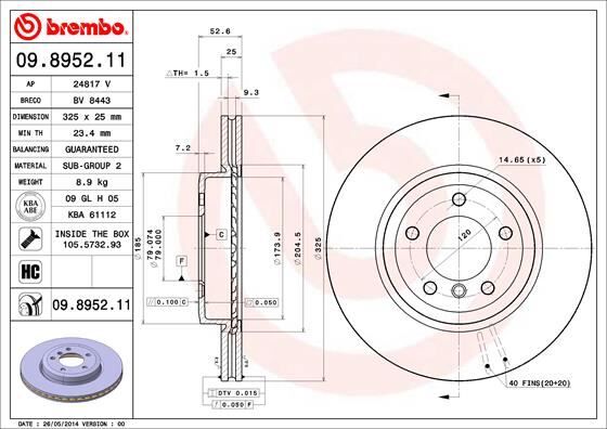BREMBO 09895211 FREN DISKI ON BMW E46 E85 E86