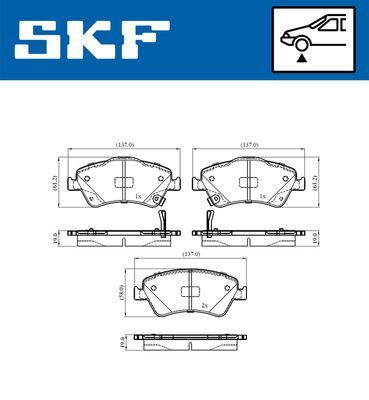SKF VKBP80437A ÖN FREN BALATA TOYOTA AURIS. COROLLA 1.4L 1NDTV NDE150 D-4D dizel 07->
