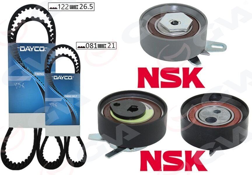 GVA 59T7570D TRİGER SETİ 122x26.5 -077x21 T4 2.5TDI - LT35 2.5TDI ACV-ANJ-AVR K015323XS TRİGER POMPA SETİ