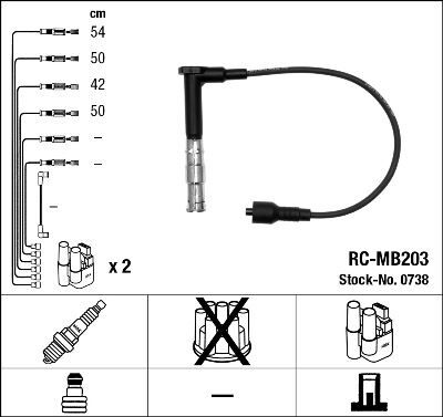 NGK 0738 ATESLEME KABLOSU SETI MERCEDES M111 W202 W124 S124 C124