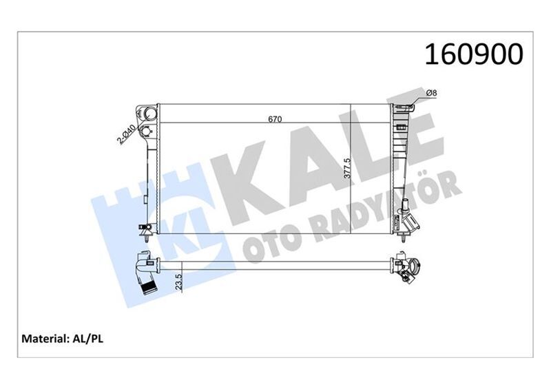 KALE 0403032AL RADYATÖR PARTNER-BERLINGO-XSARA-306 1.9DZL DW8 98-02 KLİMASIZ MEK 670x377.5x23 2 SIRA AL PL