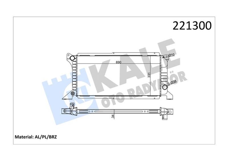 KALE 0220251AB MOTOR RADYATORU AC TRANSIT TURBO T12 T15 2.5D 97>01 MANUEL UZUN TIP KLIMALI 1 SIRA ALB