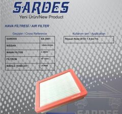 SARDES SA2801 HAVA FİLTRESİ NISSAN NOTE E12 1.5 DCİ 14 >