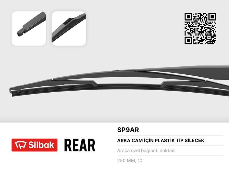 SILBAK SP9AR SİLECEK SÜPÜRGESİ ARKA PLASTİK TİP 230MM PEUGEOT 308 II 09/13 . RENAULT MGN II 11/02>12/09 . MGN I V. SW 12/05> . OPEL ASTRA GTC H 03/05>