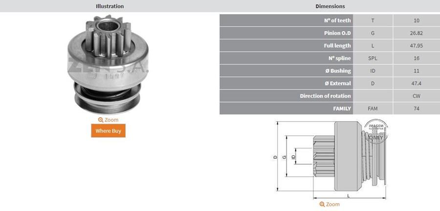 ZEN 1597 10 DIS FORD FIESTA-FOCUS 1.4-1.6 16V-C-MAX 1.6-VOLVO S40 1.6