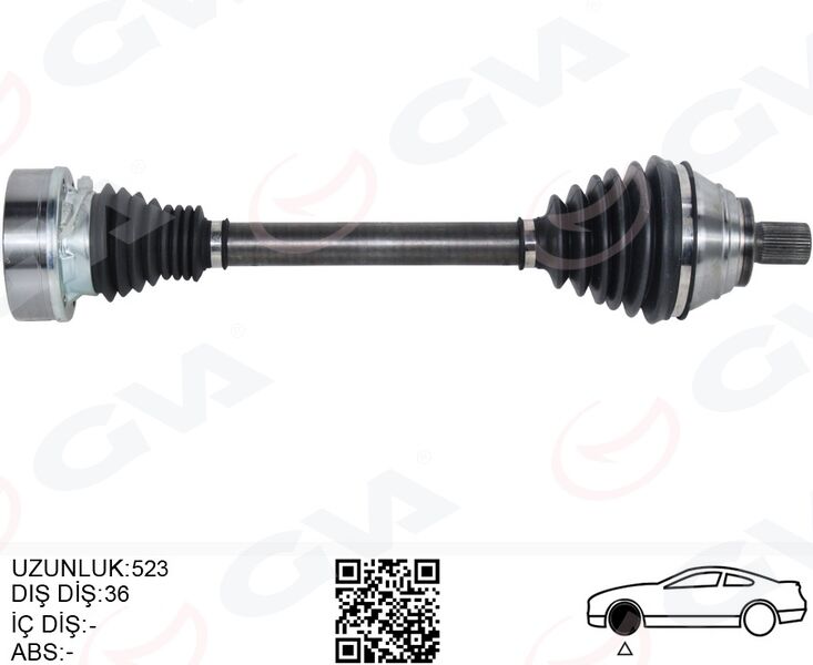 GVA 4475093 AKS ÖN SOL GOLF PLUS 1.9TDI 05- GOLF V 1.9TDI 03- GOLF VI 2.0TDI 08- TORURAN 1.9TDI 03-