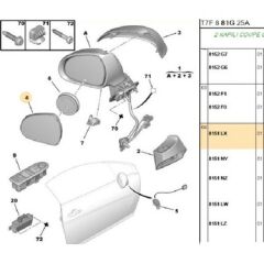 DIŞ DİKİZ AYNA CAMI SOL PEUGEOT P207 07>15 P308 07>14 ELEKTRİKLİ