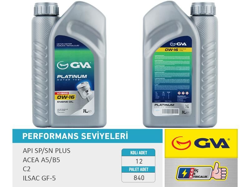GVA 9920851 MOTOR YAĞI 1 LT 0W16 TAM SENTETİK API SP / SN-PLUS ILSAC GF-6B HIBRIT ARAÇLAR İÇİN