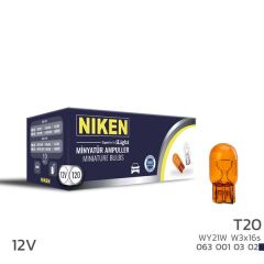 NIKEN 0630010302 NIKEN T20 DİPSIZ AMPUL 93 WY21W AMB W3x16s 10LU