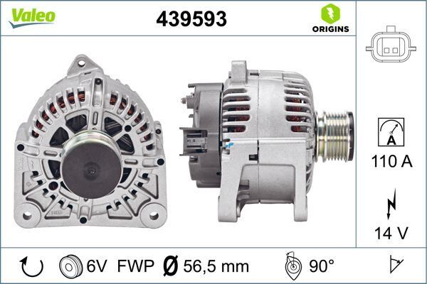 VALEO 439593 ALTERNATÖR 14V 110A RENAULT CLIO II 98> CLIO III 05> FLUENCE 10> KANGOO II 08> LAGUNA I-II-III MEGANE I-II- THALIA I-II LOGAN 06> 1.5dCi 1.6