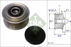 INA 535007910 ALTERNATÖR KASNAĞI RULMANLI HYUNDAI H1 STAREX 2.5L D4CB CRDİ 03-07 / KIA SORENTO 2.5L CRDI 02-> 7 KANAL