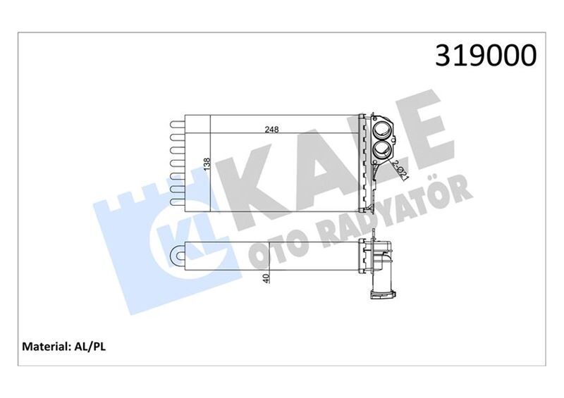 KALE 2081822AL KALORİFER RADYATÖRÜ 206 98>XSARA 99> 247x134