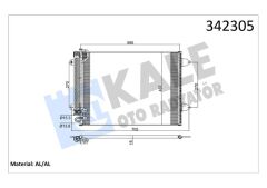 KALE 342305 KLİMA KONDENSERİ PASSAT 05> 577x439x16 AL/BRZ