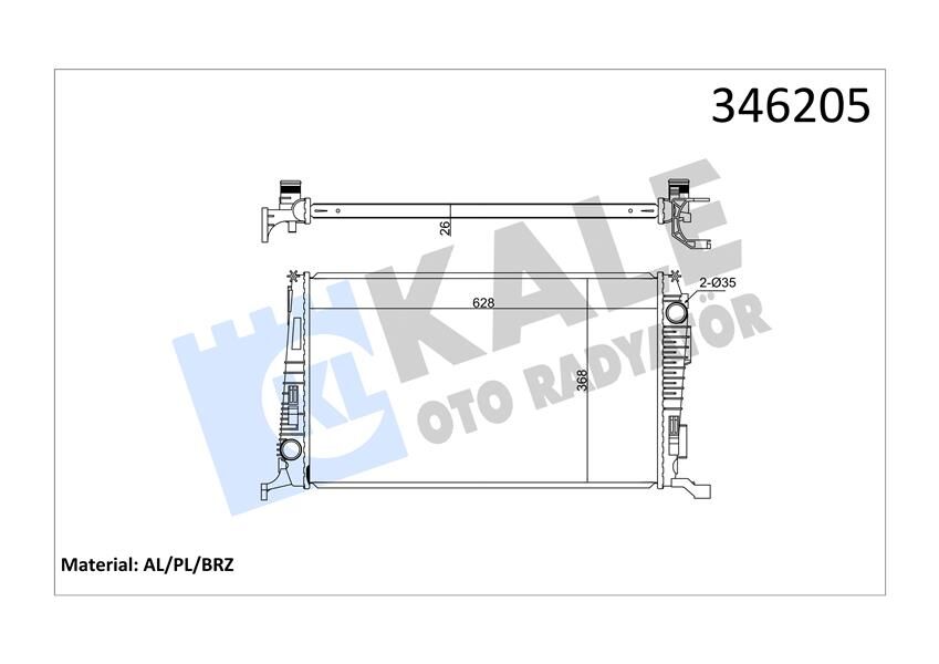 KALE 346205 RADYATÖR DACIA DUSTER 1.5 DCİ-1.5 DCİ 4x4 2010 > AL/PL/BRZ