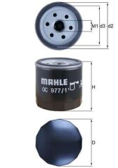 MAHLE OC977.1 YAĞ FİLTRESİ VW POLO-GOLF III-CADDY-BORA-OCTAVIA-FABIA-FELICA-TOLEDO-LEON-IBIZA-CORDOBA-ALTEA-ALTEA XL