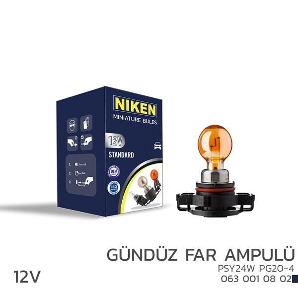 NIKEN 0630010802 NIKEN 12V PSY24W GÜNDÜZ FAR AMPULÜ PG20-4 AMB 10L