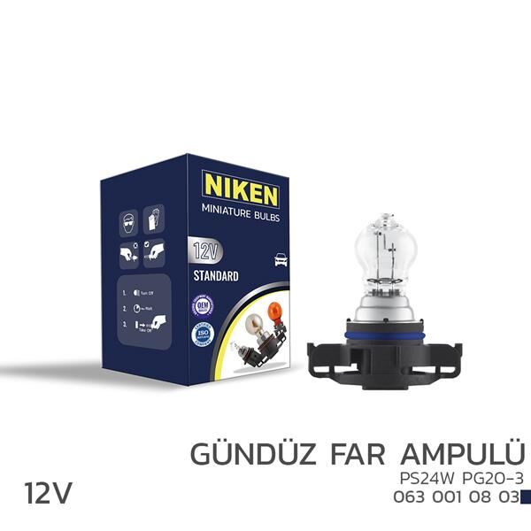 NIKEN 0630010803 NIKEN 12V PS24W GÜNDÜZ FAR AMPULÜ PG20-3 10LU