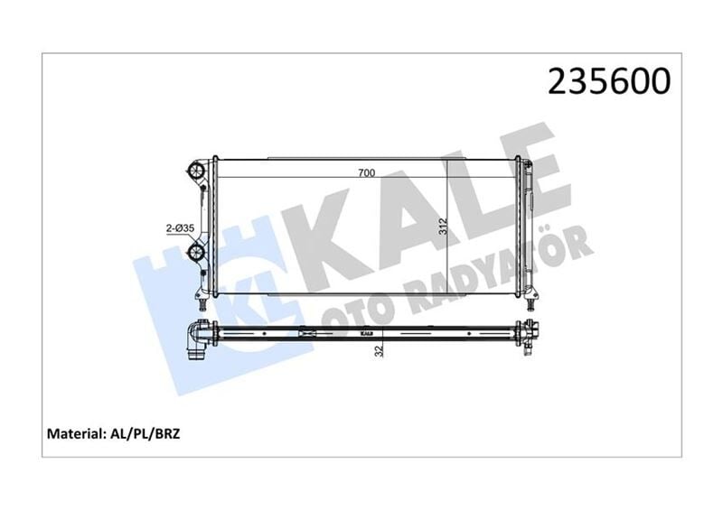KALE 0137011AB RADYATÖR DOBLO 1.9 JTD-1.3MTJ MEK AC KLİMASIZ 700x305x38 1 SIRA ALB SİSTEM -46807378