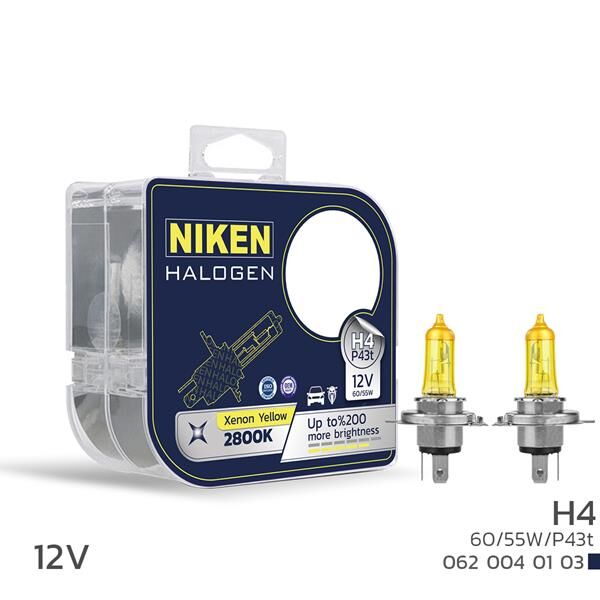 NIKEN 0620040103 NIKEN 12V H4 60/55W SARI IŞIK AMPUL P43t 2800K