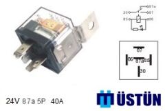 USTUN RL200 MİNİ ROLE ŞEFFAF 24V 5P 40A 87a