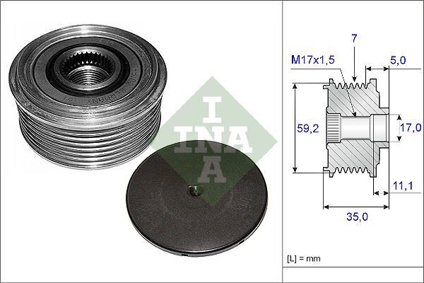 INA 535008710 ALTERNATÖR KASNAĞI RULMANLI TRANSİT 2.4 TDCI 00-06 ALTERNATÖR OEM NO İÇİN: 2C1T10300BA