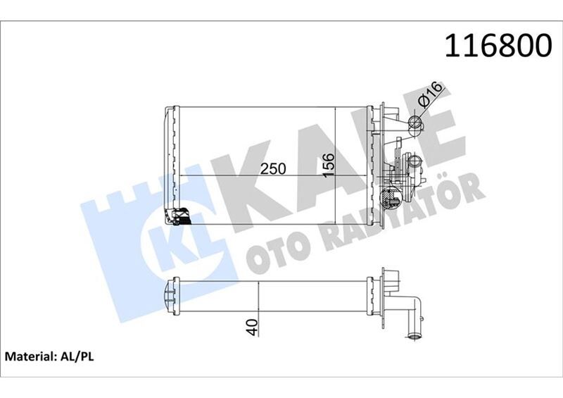 KALE 1782822AL KALORİFER RADYATÖRÜ TMPR 1.6-2.0 MUSLUKSUZ 2 SIRA AL PL SİSTEM
