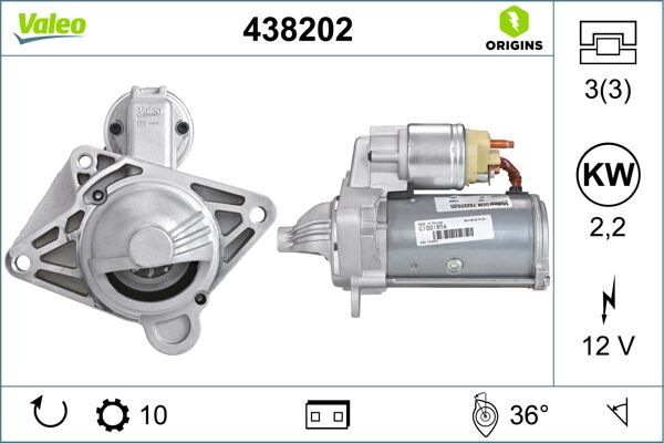 VALEO 438202 MARŞ MOTORU 12V 2.2KW OPEL MOVANO B-VIVARO A 10> RENAULT MASTER III 10> TRAFIC II 06> KOLEOS I 08> L AGUNA III 07>15 NAVARA NP300 15> X-TRAIL II T31 07>13 QASHQAI 07>13 2.0dCi 2.3dCi