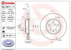 BREMBO 09D57111 FREN DİSKİ ÖN VW-SKODA-SEAT-AUDİ-A1-ARONA-İBİZA-KAMİQ-SCALA-POLO-T CROSS-TAIGO 18> 276x24x5