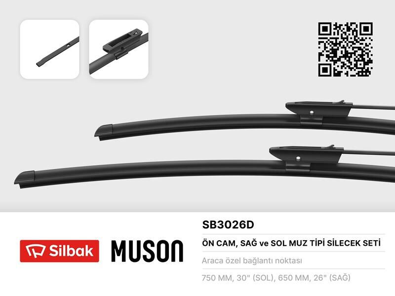 SILBAK SB3026D SİLECEK SÜPÜRGESİ ÖN TAKIM RENAULT SCENIC III 09> GRAND SCENIC III 09> ÖLÇÜLER: 750 / 650 MM
