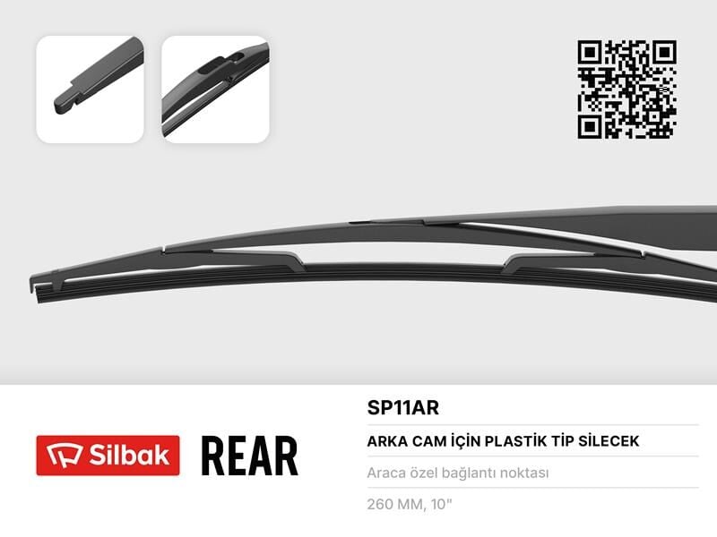 SILBAK SP11AR SİLECEK SÜPÜRGESİ ARKA PLASTIK TIP 260mm MGN II GRANDTOUR SW 05-09 - MODUS 04-05 - SCENIC II 03-0