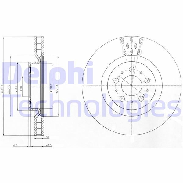 DELPHI BG4305C ÖN FREN AYNASI VOLVO S60 2.5T AWD 384 2003-2010 V70 II 284 2003-2007 330X5DL