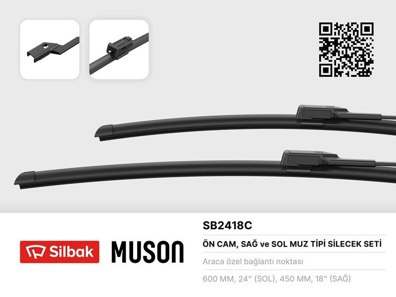SILBAK SB2418C SİLECEK SÜPÜRGESİ 600/450mm MUZ TİPİ BRAVO 03/07>