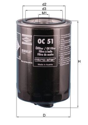 MAHLE OC51OF YAĞ FİLTRESİ CADDY 95-04 - GOLF 83-99 - JETTA 80-91 - PASSAT 80-96 - POLO 86-99 - LT35 82-96