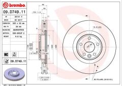 BREMBO 09D74911 FREN DISKI ON 17 LAND ROVER RANGE ROVER VELAR L560 . JAGUAR F-PACE X761 XE X760 XF X260