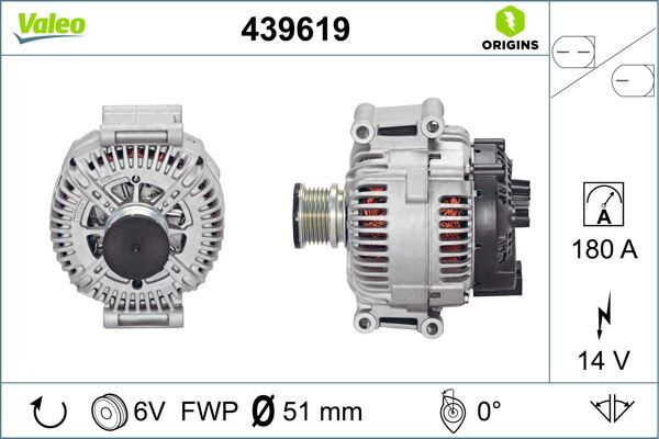 VALEO 439619 ALTERNATOR 14V 180A MERCEDES W639 B906