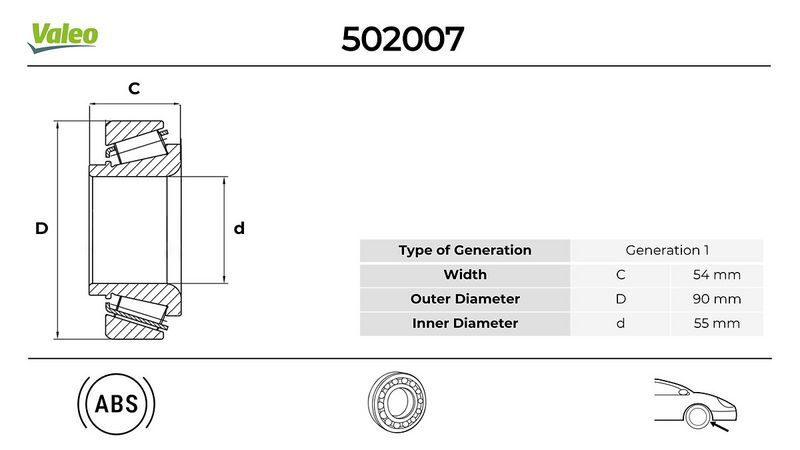 VALEO 502007 ÖN TEKER RULMANI FIAT DUCATO 06> CITRO N JUMPER II 06> PEUGEOT BOXER 06> 54x90x55
