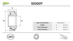 VALEO 502007 ÖN TEKER RULMANI FIAT DUCATO 06> CITRO N JUMPER II 06> PEUGEOT BOXER 06> 54x90x55