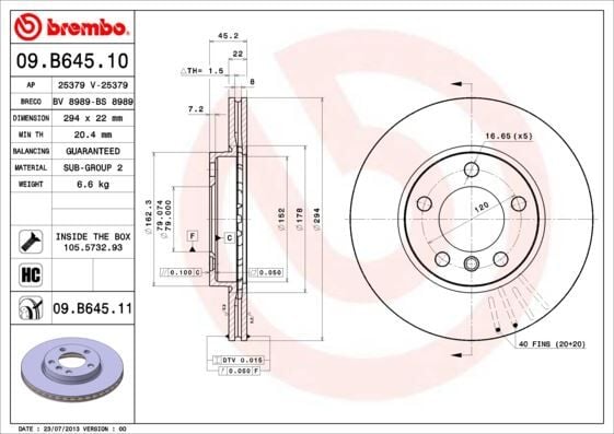 BREMBO 09B64511 FREN DISKI ON MINI R60 R61