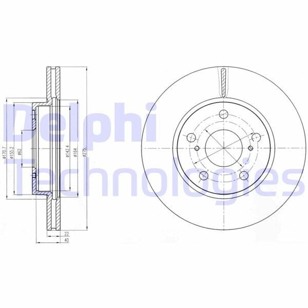 DELPHI BG4232 ÖN FREN DİSKİ HAVA KANALLI TOYOTA AURIS COROLLA 1.6L 1ZR-FE benzinli ZRE151 07-12 / 1.33L 1NR-FE NRE150 6 vites 10-12 275 ÇAP X 5 BİJON - Takım disk fiyatıdır