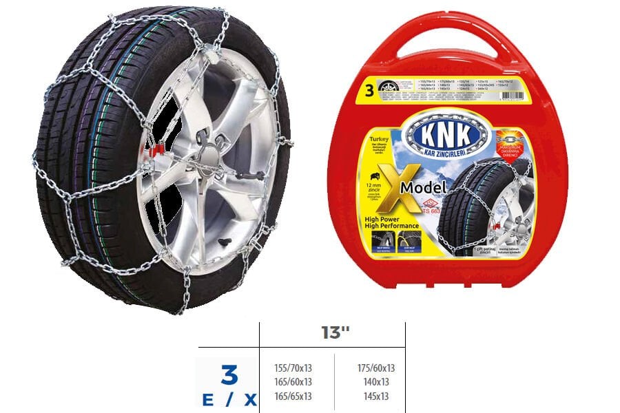 KNK1 X03 PATİNAJ ZİNCİRİ TAKMATİK ÇAPRAZ 13 JANT ZİNCİR EBATLARI İÇİN RESİME BAKINIZ