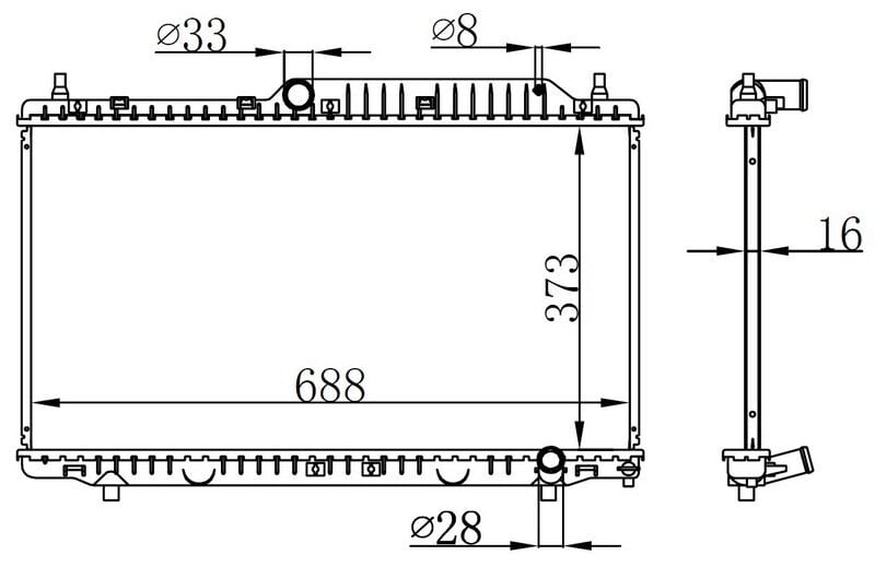 ORIS BCE010016 RADYATÖR BRAZİNG CHERY ALIA MEK 373x688x16
