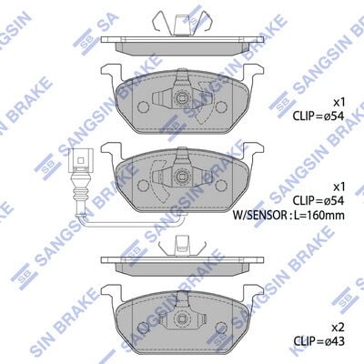 SANGSIN SP1736 ÖN BALATA ÜSTTEN KULAKLI GOLF7-A3-LEON-OCTAVIA 12 >