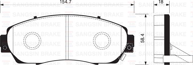 SANGSIN SP2115 ÖN FREN BALATA HONDA CR-V 1.6L N16A2 İ-DTEC dizel otomatik vites 4x4 RE6 Kasa 13-> - Aşınma ikaz soketli