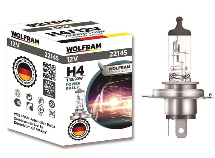WOLFRAM 22145 AMPUL 12V H4 100/90 P43t STANDART IŞIK TIRNAKLI P43t 62204