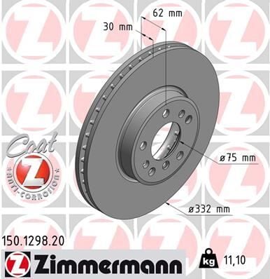 ZIMMERMANN 150.1298.20 FREN DISKI ON BMW E83 E53